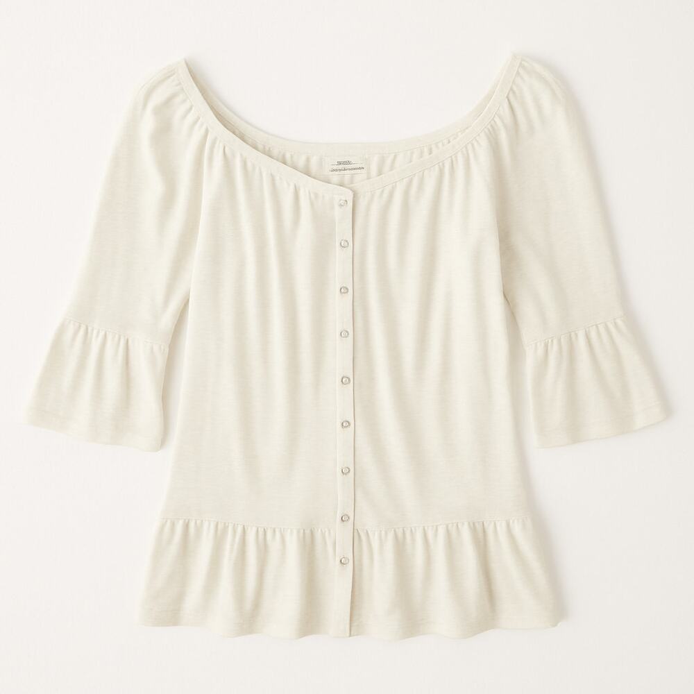 Abercrombie & Fitch Women's Off the Shoulder Blouse Bell Sleeve White Size XS - Picture 10 of 10